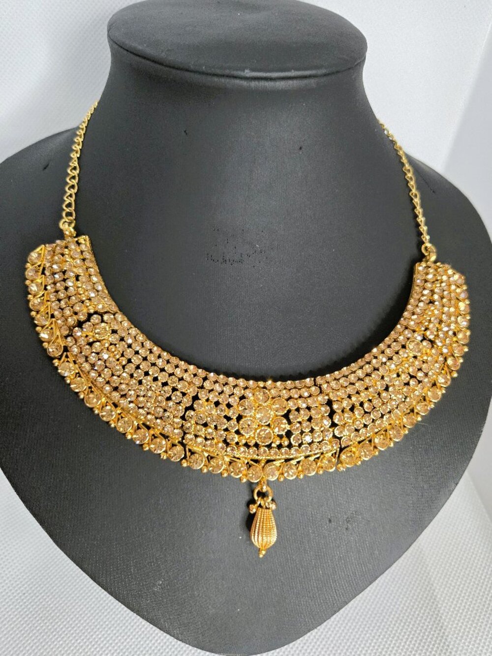 Gold-Tone Rhinestone Statement Necklace